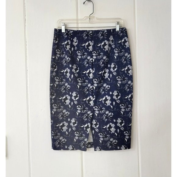 Carolina Bell Montreal Navy Blue Floral Pencil Skirt - Picture 4 of 5